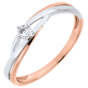 Dova Solitaire Ring - Rose gold and white gold - 0.03 carat diamond - 18 carats