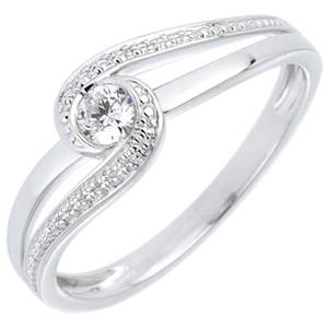 Bague de fiançailles Nid Précieux - Preciosa - or blanc 18 carats - diamant 0.12 carat