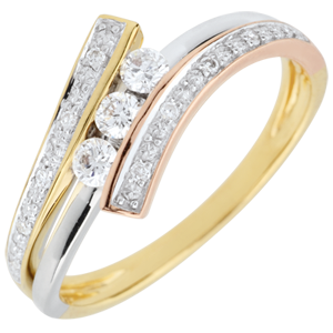 Trilogy Ring Precious Nest - Odinia - Tri-colour Gold - 18 carats