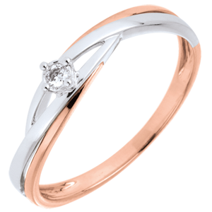 Dova Solitaire Ring - rose gold and white gold - 9 carats