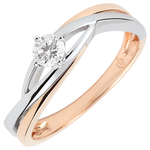 Precious Nest Solitaire - Dova - 0.15 carat diamond - white and pink gold 18 carats