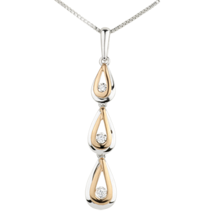 Ciondolo Gocce di rugiada variazione - Oro bianco, Oro rosa - 18 carati - 3 Diamanti