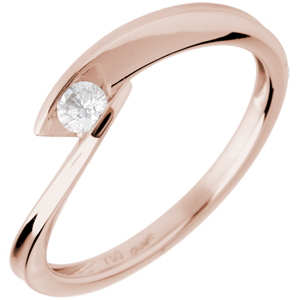 Solitario Insenatura - Oro rosa - 18 carati - 1 Diamante