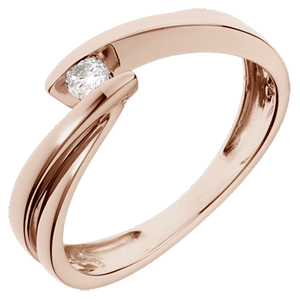 Anello Solitario - Ondina - Oro rosa - 18 carati - 1 Diamante