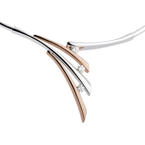 Collana Ombrée - Oro rosa e Oro bianco - 18 carati - 3 Diamanti - 0.32 carati