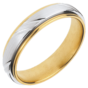 Obrączka Wiking - złoto białe i złoto żółte 18-karatowe