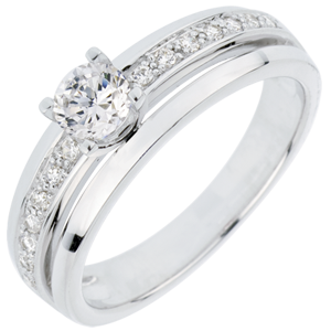 Pierścionek zaręczynowy Przeznaczenie z jednym diamentem - Moja Królowa - duży model - złoto białe 18-karatowe - diament 0,33 ka