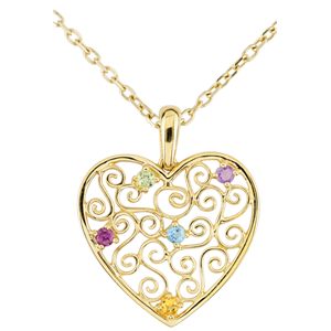 Pendentif Coeur Dentelle - or jaune 9 carats