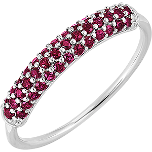 Bird of Paradise - ruby - 18 carat white gold ring