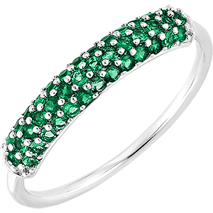 Bird of Paradise ring - emeralds - 18 carat white gold