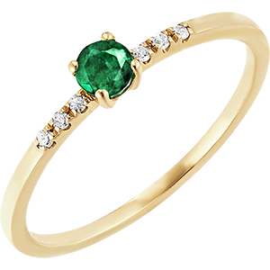Bird of Paradise ring – Emerald Solitaire - 18 carat yellow gold