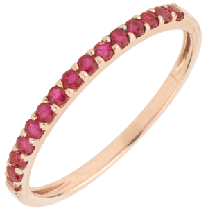 Ring Bird of Paradise - one line - rose gold and ruby