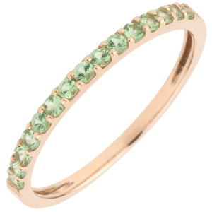 Ring Bird of Paradise - one line - rose gold and tsavorite