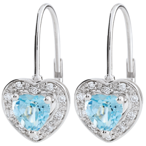 Enchanting Blue Topaz Heart Earrings - 18 carats