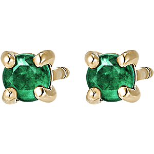 Bird of Paradise earrings - Emerald solitaires - 9 carat yellow gold