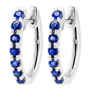 Hoop Earrings Bird of Paradise - semi-paved - 9 carat white gold and sapphires