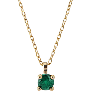 Bird of Paradise necklace - Emerald solitaire - 18 carat yellow gold