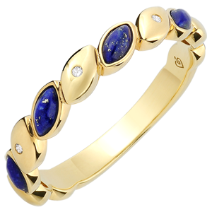 Blissful Alliance - Lapis Lazulis & diamonds - 18 carat yellow gold