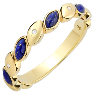Blissful Alliance - Lapis Lazulis & diamonds - 9 carat yellow gold