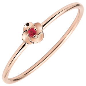 Ring Ontluiking - Eerste roze - klein model - roségoud en robijn - 18 karaat