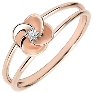 Ring Ontluiking - Eerste roze - 9 karaat roségoud met diamant