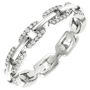 Orient Gaze Ring - Cuban Link Diamonds variation - white gold 9 carats and diamonds