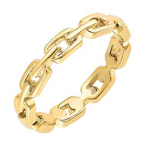Orient Gaze Ring - Cuban Link Thin - yellow gold 18 carats