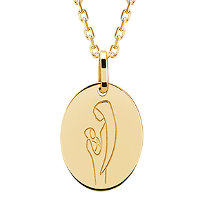 Medalla de la Virgen con el Niño - oro amarillo de 18 quilates