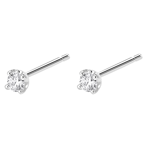 Boucles d'oreilles diamants - puces or blanc 18 carats 0.15 carat