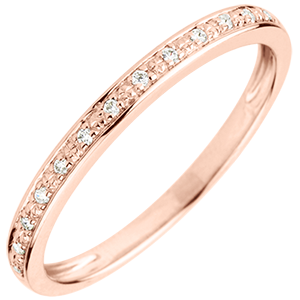 Alliance Eclats de diamant - or rose 18 carats et diamant - demi-tour