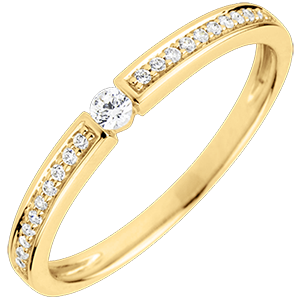 Anello Solitario Ultima - Oro giallo- 18 carati - 23 Diamanti - 0.14 carati