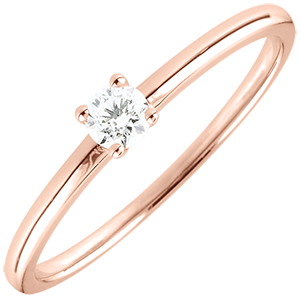 Anello solitario Sì - Oro rosa - 9 carati - Diamante -0.1 carati
