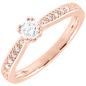 Anello solitario Garlane - Oro rosa - 18 carati - 8 Diamanti - 8 griffe - 0.19 carati