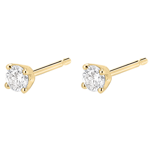 Boucles d'oreilles diamants - puces or jaune 18 carats - 0.25 carat