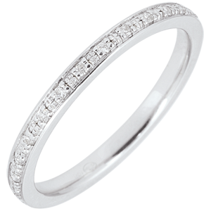 White Gold Wedding Band, fully encrusted with diamond beads