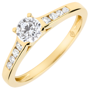 Anello di Fidanzamento Solitario Altezza - Diamante 0.4 carati - Oro giallo 18 carati