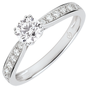 Garlane Solitaire Ring with 8 claws - 0.4 carat diamond - white gold 18 carats