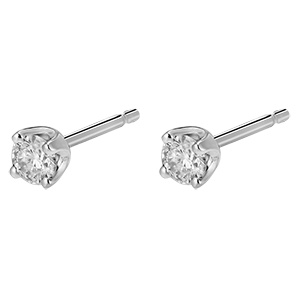 Boucles d'oreilles diamants - puces or blanc 18 carats - 0.3 carat