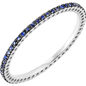 Alliance Etincelle - or blanc 9 carats et saphirs