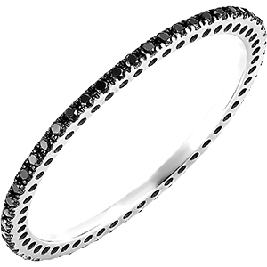 Sparkle wedding ring - 18 carat white gold and black diamonds