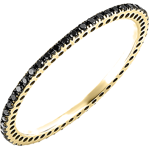 Sparkle wedding ring - 18 carat yellow gold and black diamonds