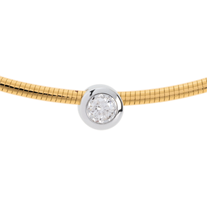 Collana Cable punto luce diamante - Oro bianco e Oro giallo - 18 carati - Diamante - 0.19 carati