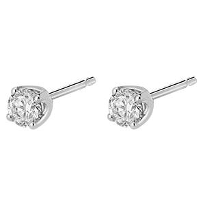 Boucles d'oreilles diamants (TGM) - puces or blanc 18 carats - 0.4 carat