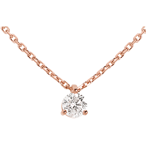 Collier solitaire or rose 18 carats (TGM) - 0.305 carat