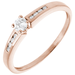 Solitaire Ring Octave - Pink gold - 0.27 carat - 9 diamonds