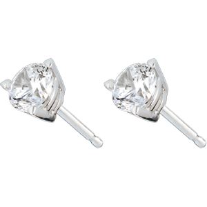 Stud Earrings white gold-3 prong diamond - 1 carat
