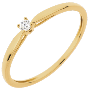 Anello Solitario Ramoscello - Oro giallo - 18 carati - Diamante 
