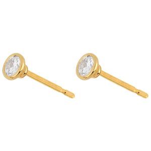 Yellow Gold Doll Solitaire Stud Earrings