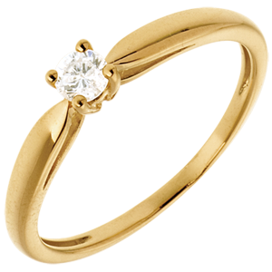 Solitaire tapered ring yellow gold - 0.14 carat