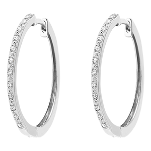 Semi-mount diamond hoop earrings - Noah - 9 karat white gold and diamonds